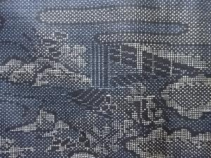 アンティーク 屋敷にヱ霞に花模様織り出し本場泥大島紬着物(5マルキ)